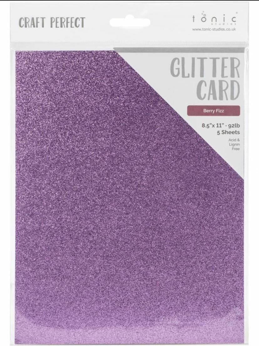 Craft Perfect Glitter Card - BERRY FIZZ 9952e