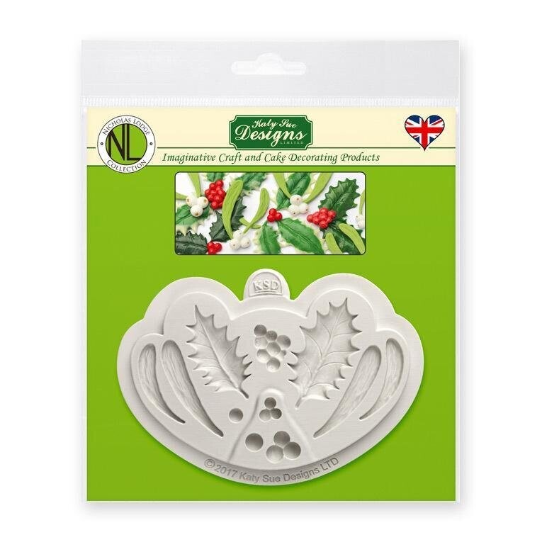 Katy Sue Designs Mould - HOLLY &amp; MISTLETOE