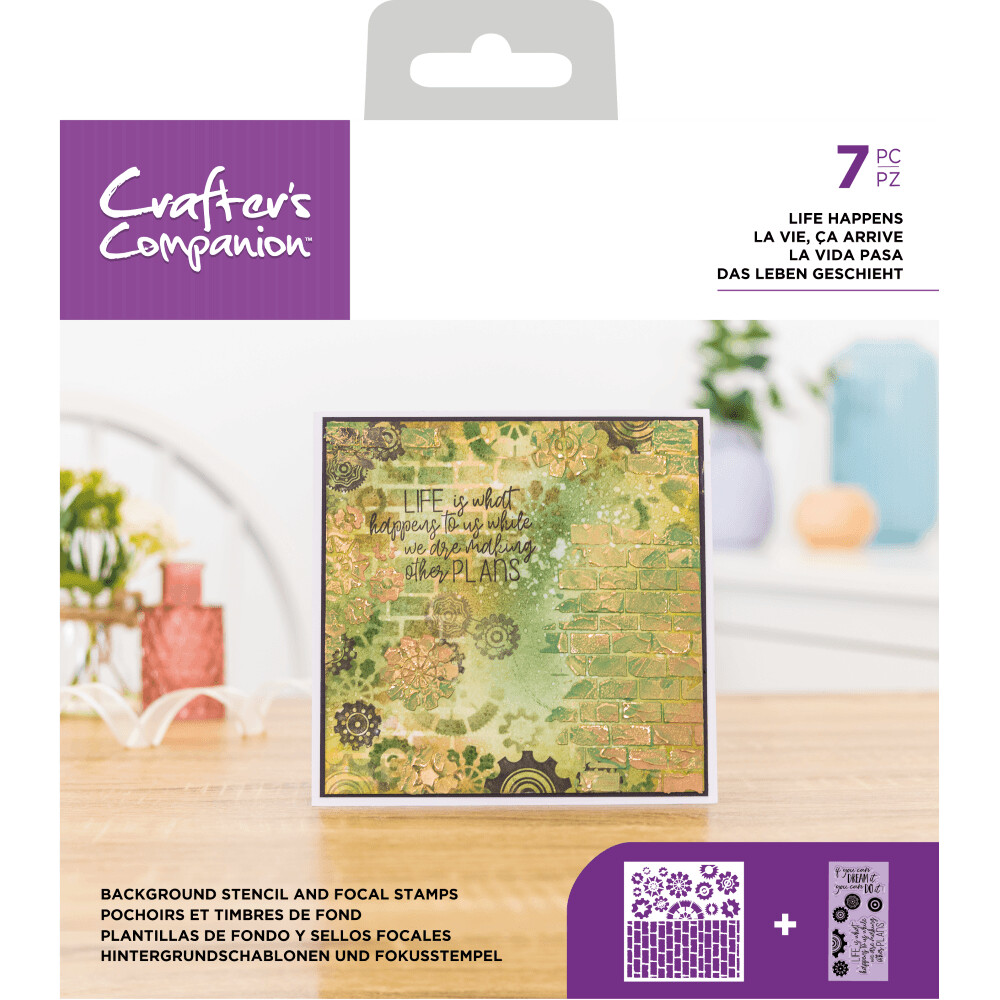 Crafter&#39;s Companion Stamp &amp; Stencil sets - LIFE HAPPENS