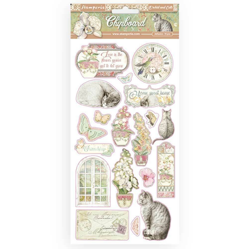 Stamperia Chipboard 15 x 30cm - ORCHID &amp; CATS