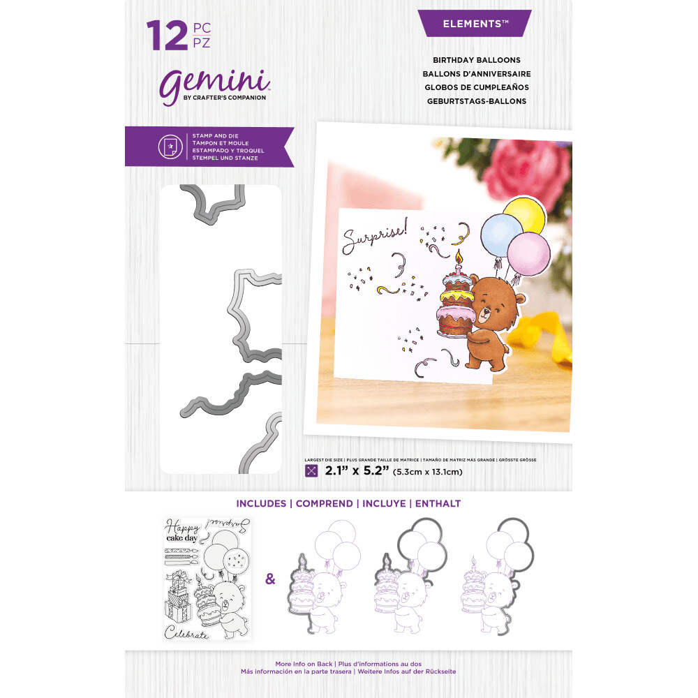 Crafter&#39;s Companion Gemini Range - Edgeables Stamp &amp; Die- BIRTHDAY BALLOONS