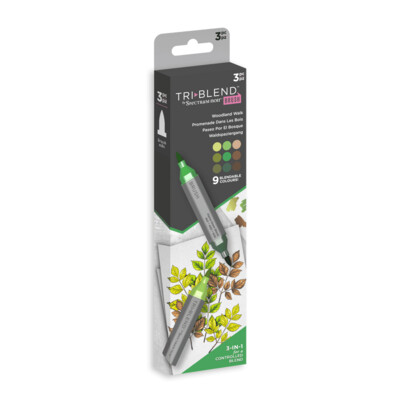 NEW! Spectrum Noir Tri-Blend BRUSH 3 Alcohol Pen set - WOODLAND WALK