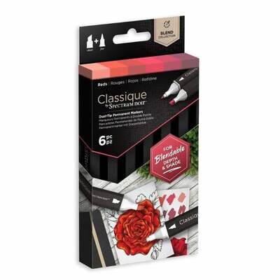 NEW! Spectrum Noir CLASSIQUES 6 Alcohol Pen set - REDS