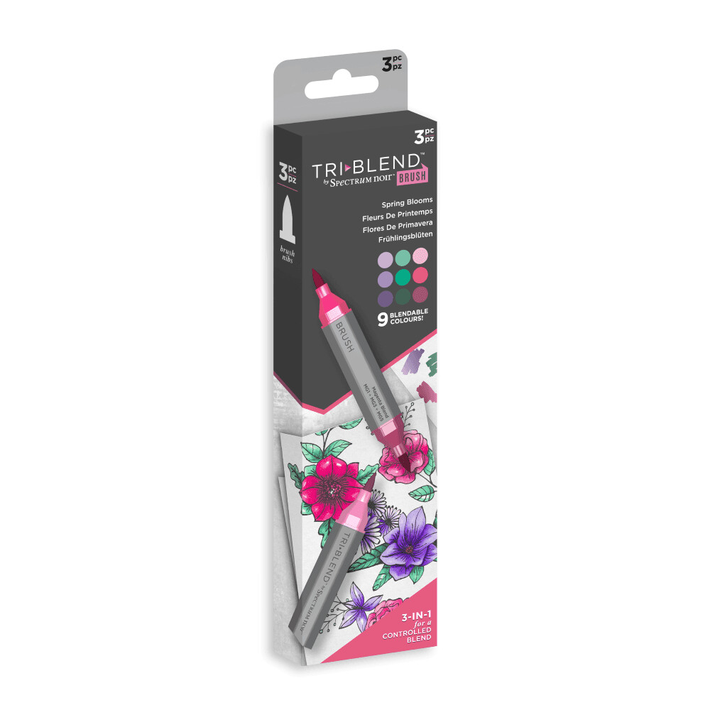 NEW! Spectrum Noir Tri-Blend BRUSH 3 Alcohol Pen set - SPRING BLOOMS