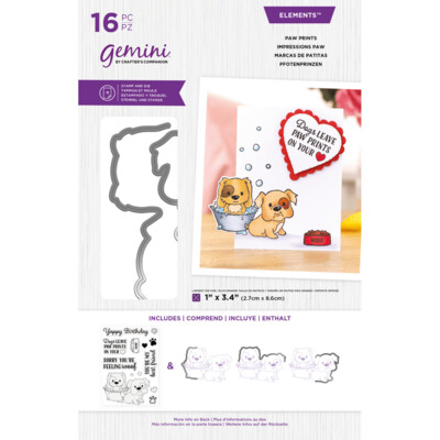 Crafter&#39;s Companion Gemini Range - Edgeables Stamp &amp; Die- PAW PRINTS