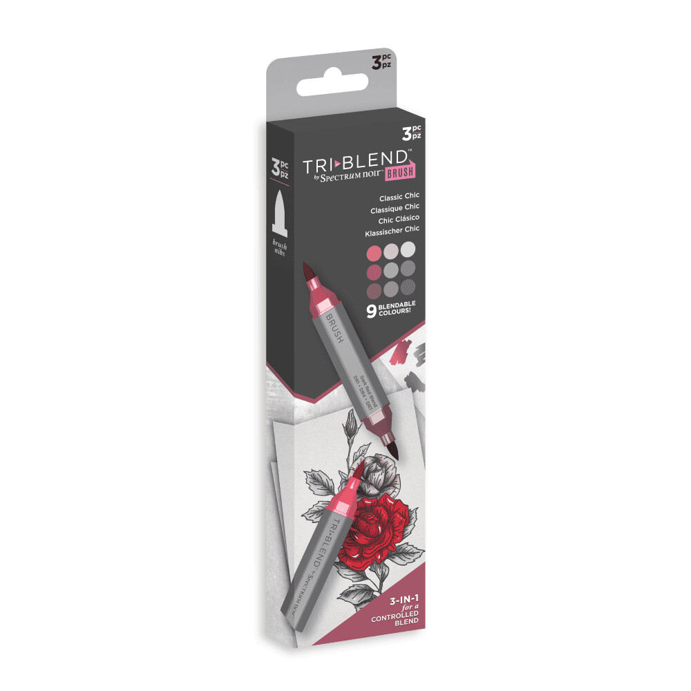 NEW! Spectrum Noir Tri-Blend BRUSH 3 Alcohol Pen set - CLASSIC CHIC