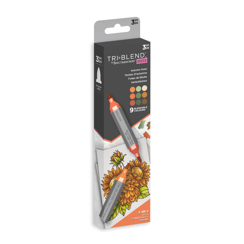 NEW! Spectrum Noir Tri-Blend BRUSH 3 Alcohol Pen set - AUTUMN HUES