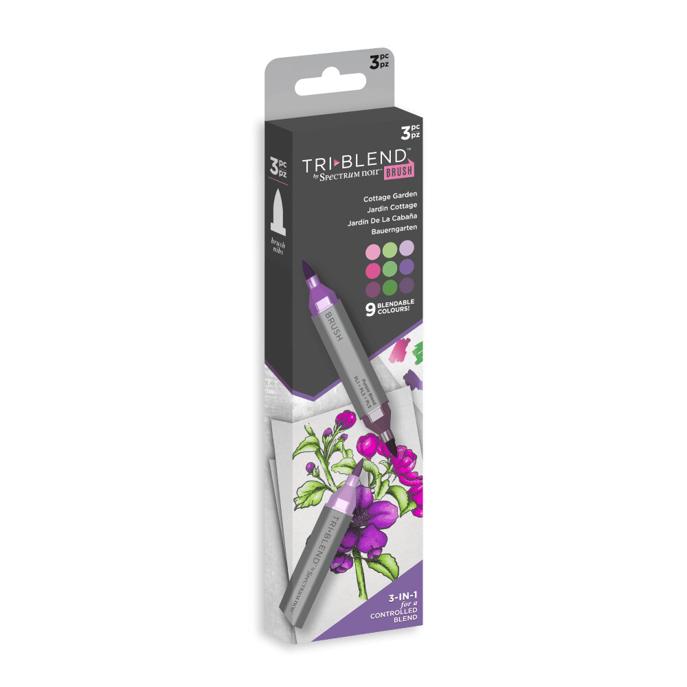 NEW! Spectrum Noir Tri-Blend BRUSH 3 Alcohol Pen set - COTTAGE GARDEN