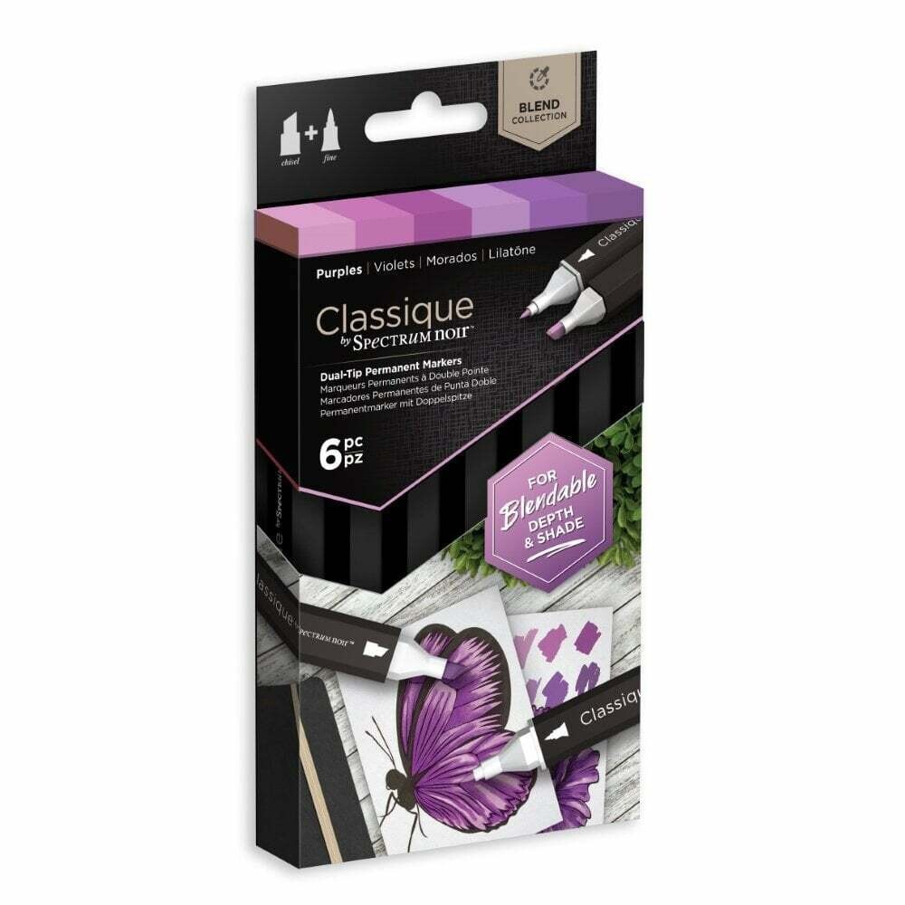 NEW! Spectrum Noir CLASSIQUES 6 Alcohol Pen set - PURPLES
