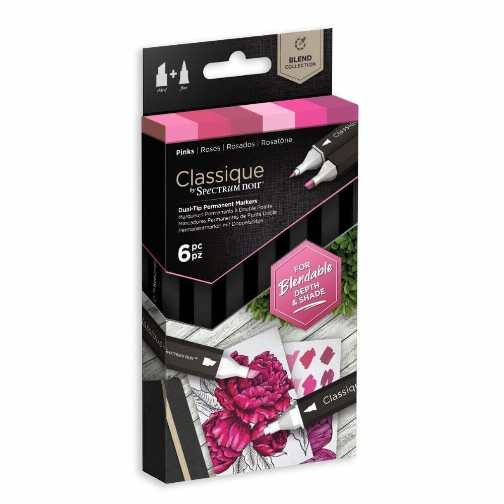 NEW! Spectrum Noir CLASSIQUES 6 Alcohol Pen set - PINKS