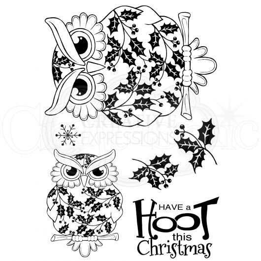 Woodware Crafts Acrylic Stamp Set - CHRISTMAS OWL