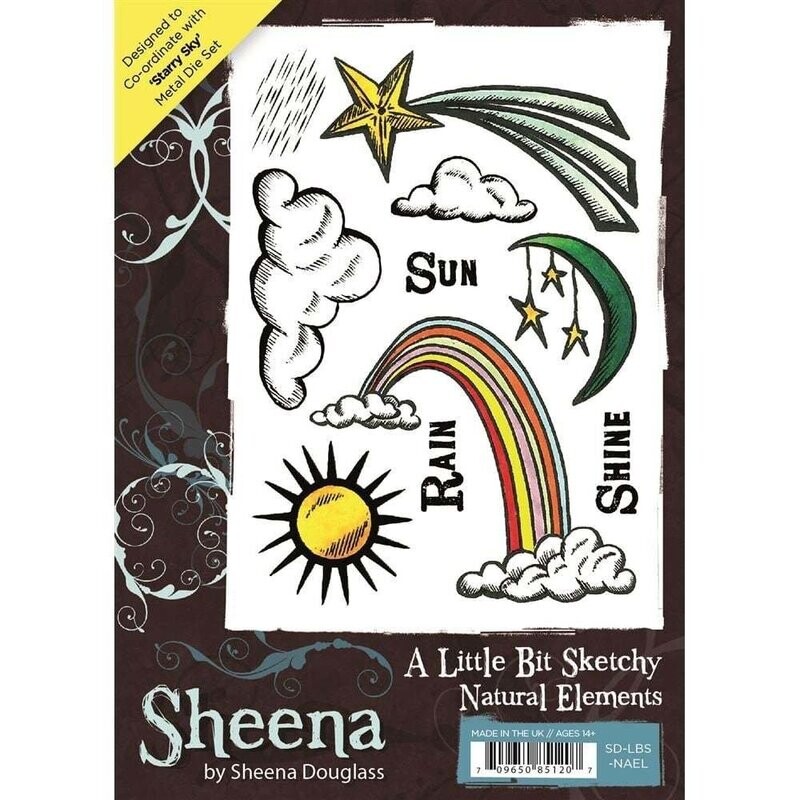 Sheena Douglass A Little Bit Sketchy A6 Rubber Stamp Set - NATURAL ELEMENTS   **Less than Half Price**