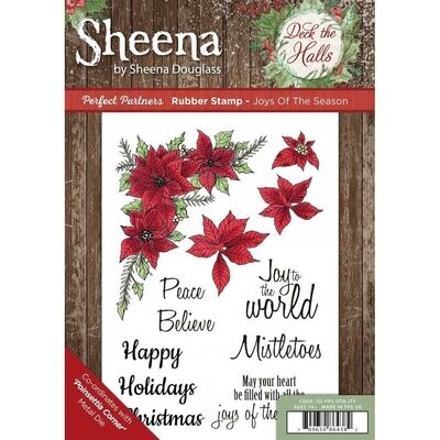 Sheena Douglass Deck the Halls A5 Rubber Stamp - JOYS OF THE SEASON