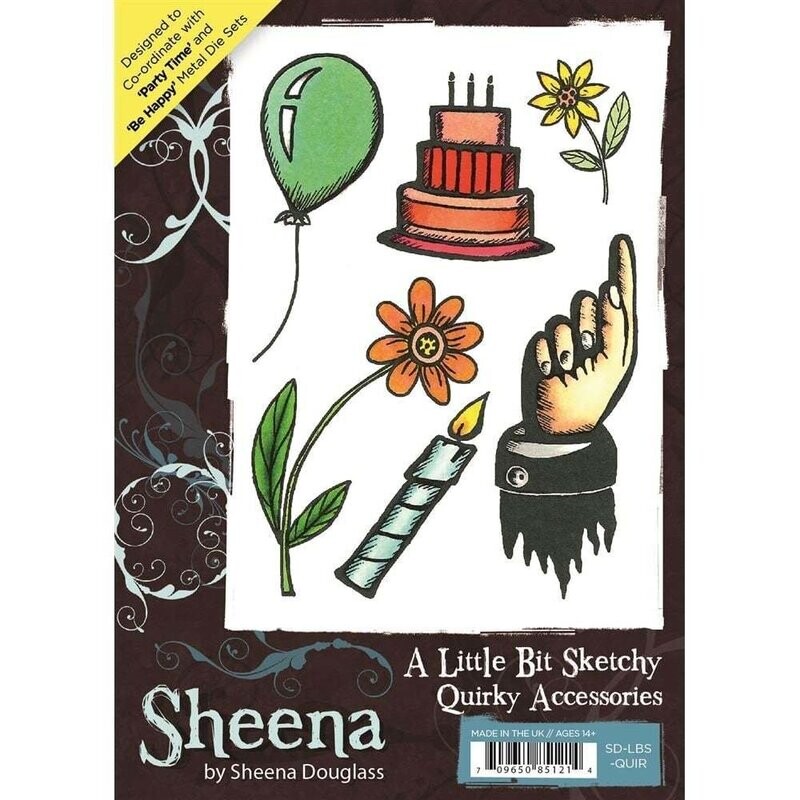 Sheena Douglass A Little Bit Sketchy A6 Rubber Stamp Set - QUIRKY ACCESSORIES   **Less than Half Price**