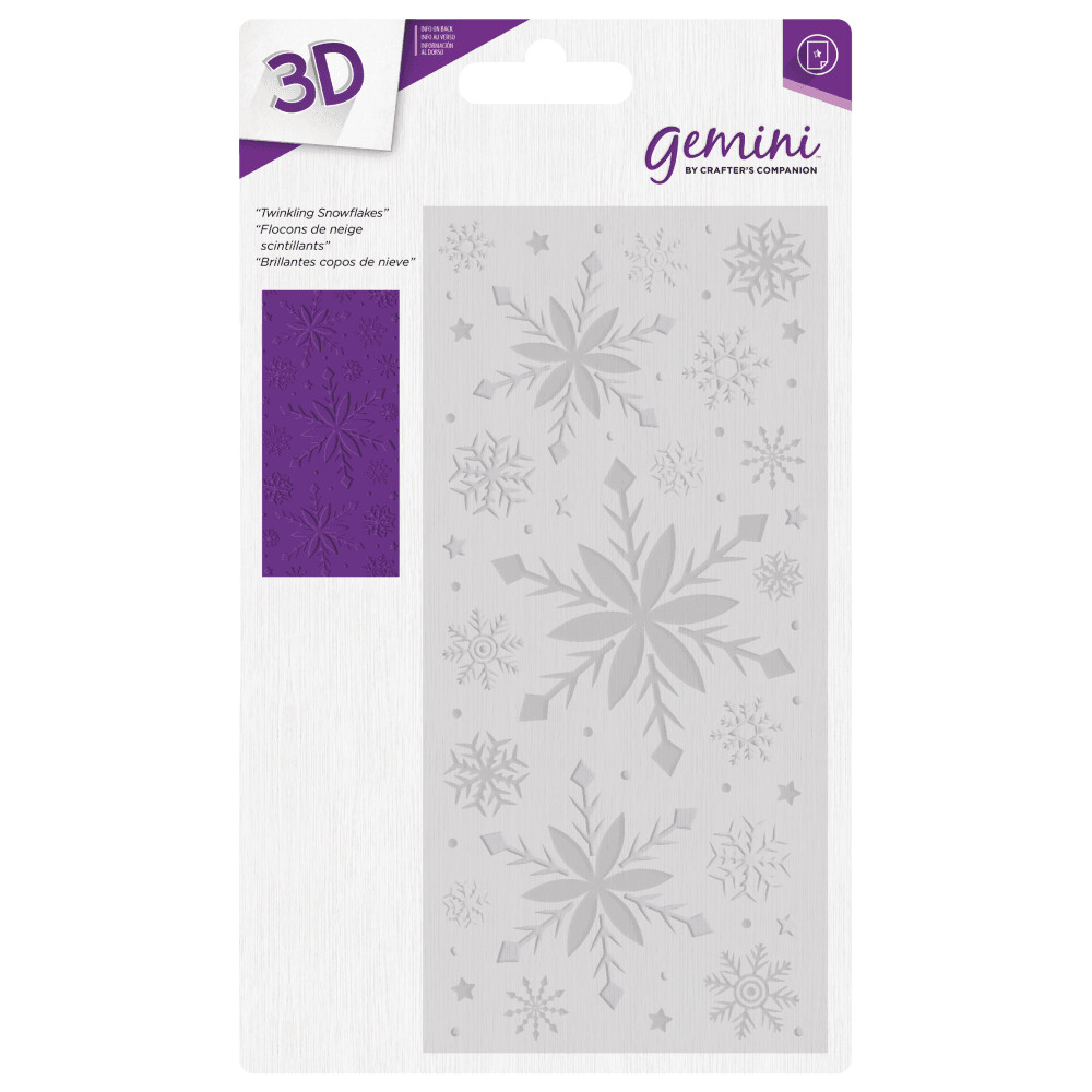 The Gemini 3D EMBOSSING FOLDER - TWINKLING SNOWFLAKES by Crafter&#39;s Companion **Pre-Order**