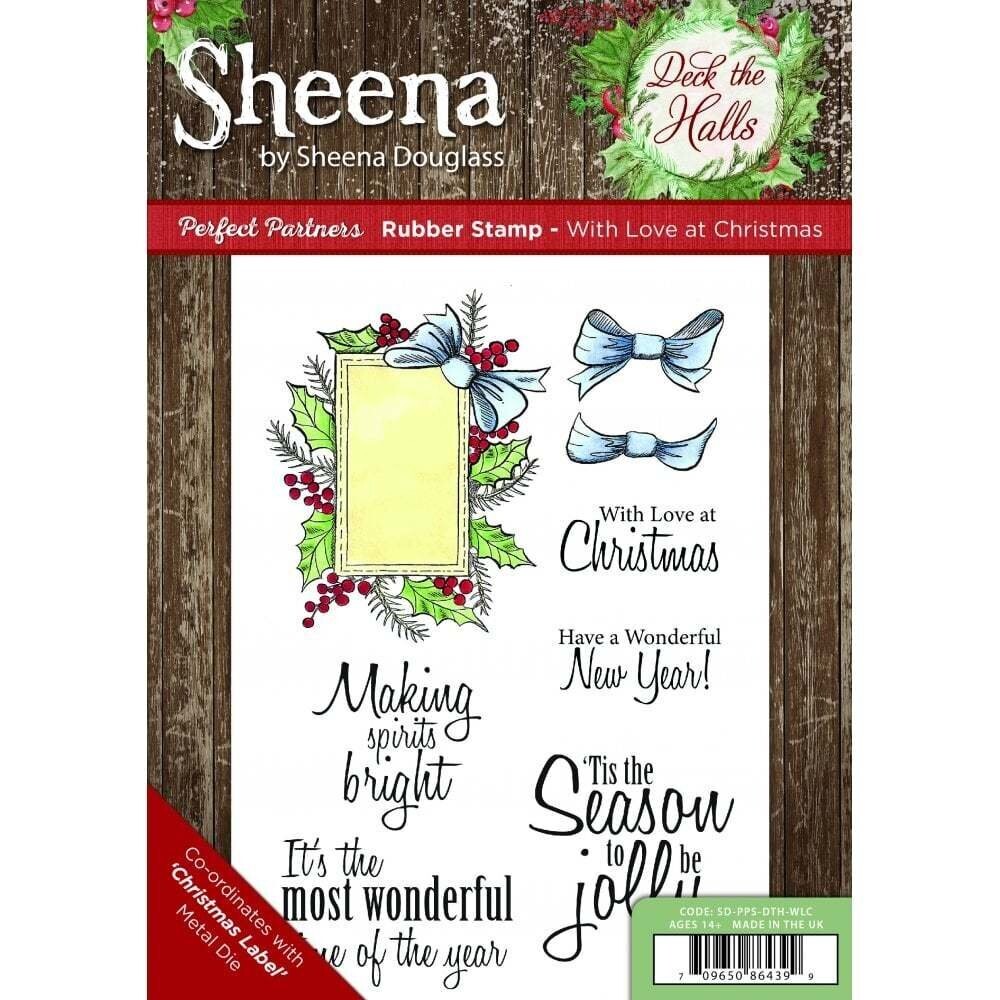 Sheena Douglass Deck the Halls A5 Rubber Stamp - WITH LOVE AT CHRISTMAS