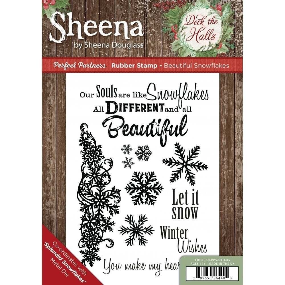 Sheena Douglass Deck the Halls A5 Rubber Stamp - BEAUTIFUL SNOWFLAKES