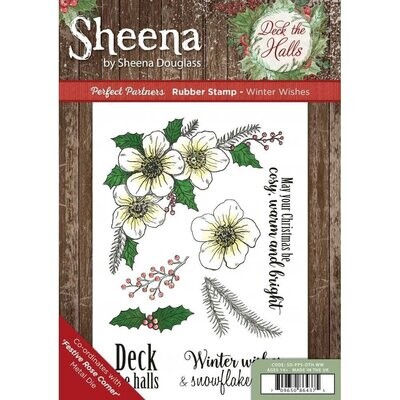 Sheena Douglass Deck the Halls A5 Rubber Stamp - WINTER WISHES