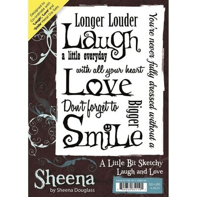 Sheena Douglass A Little Bit Sketchy A6 Rubber Stamp Set - LAUGH &amp; LOVE   **Less than Half Price**