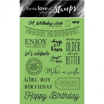 Hunkydory - &quot;For the Love of Stamps&quot; A6 Stamps - BIRTHDAY WISHES