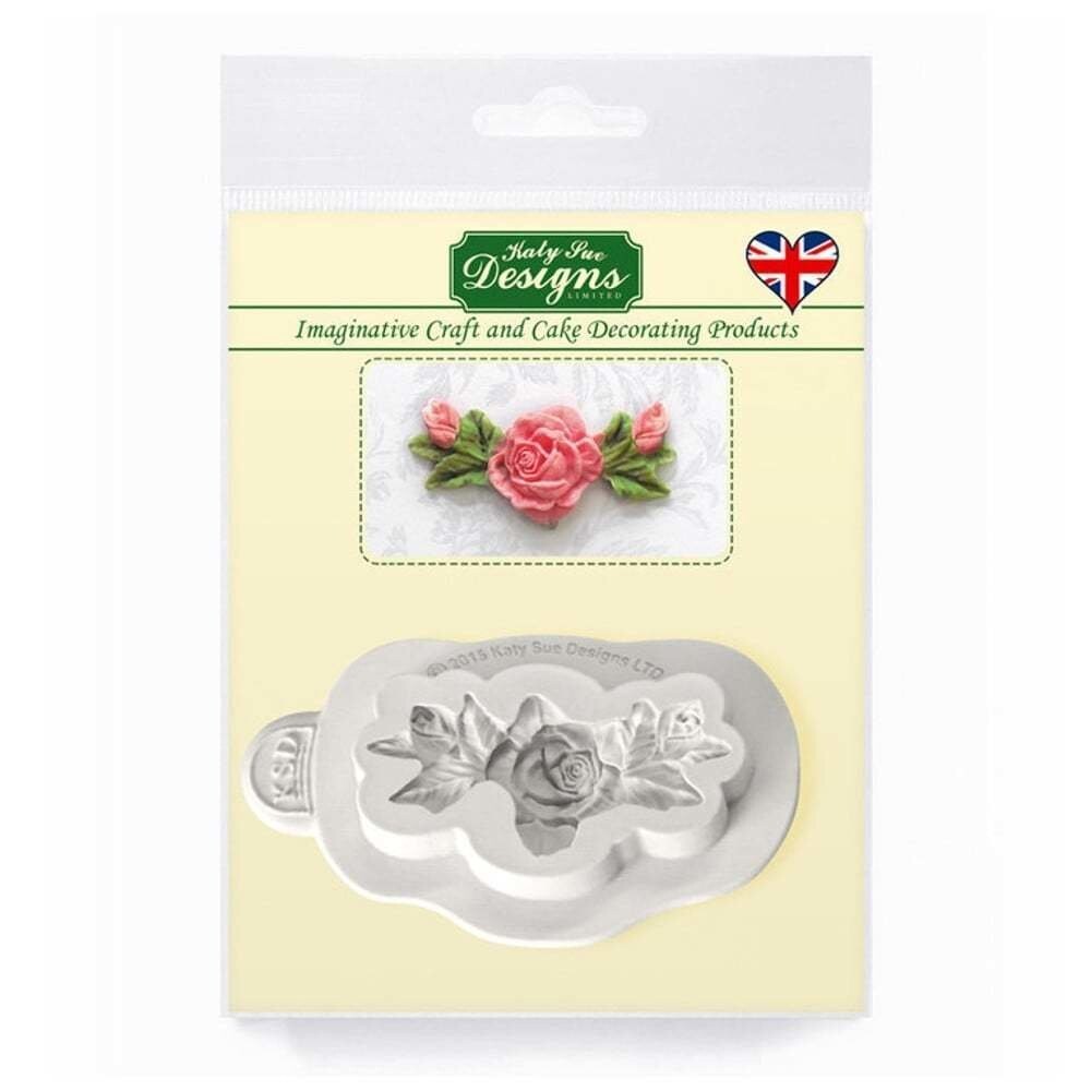 Katy Sue Designs Mould - ROSE BUD &amp; LEAF