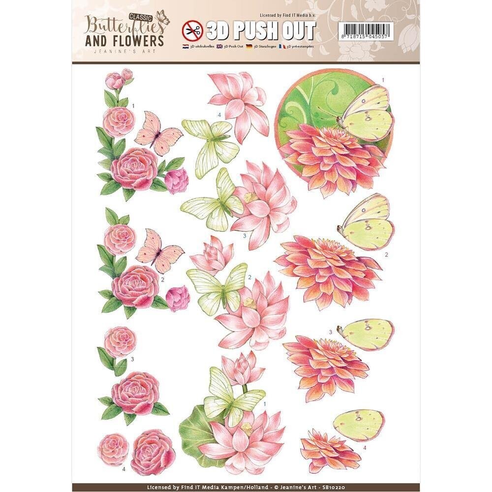 Jeanine&#39;s Art - Butterflies &amp; Flowers -3D PUSH OUT - PINKS