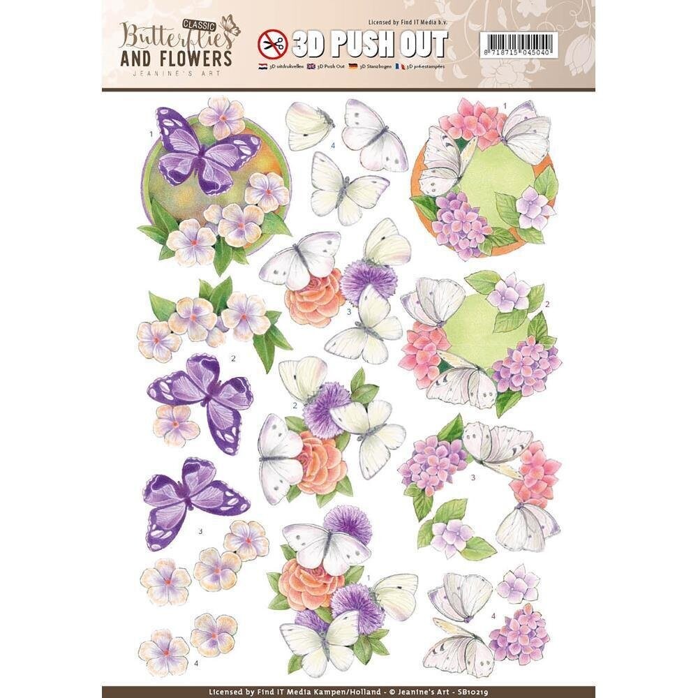 Jeanine&#39;s Art - Butterflies &amp; Flowers -3D PUSH OUT - PURPLES