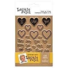 Leonie Pujol Typography A6 Photopolymer Stamp Set - LOVE HEARTS