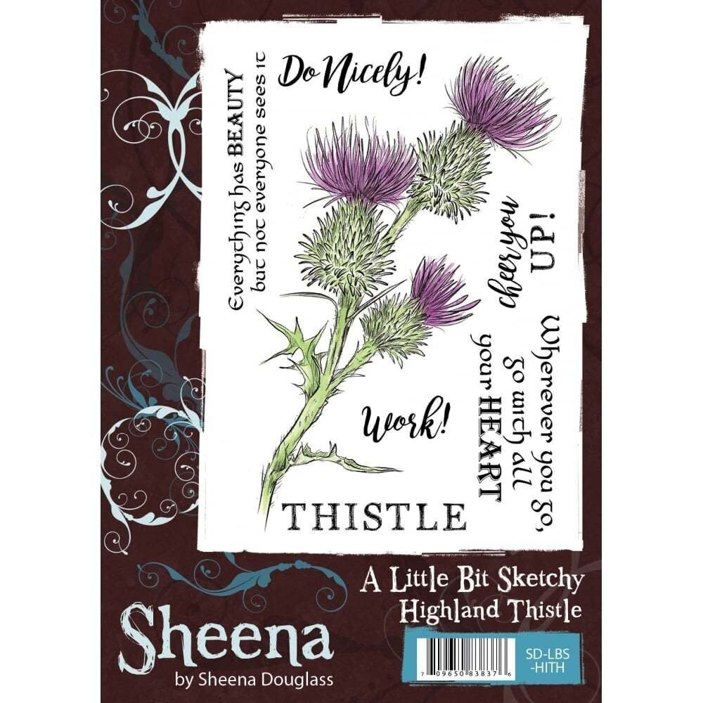 Sheena Douglass Little Bit Sketchy A6 Stamp Set - HIGHLAND THISTLE