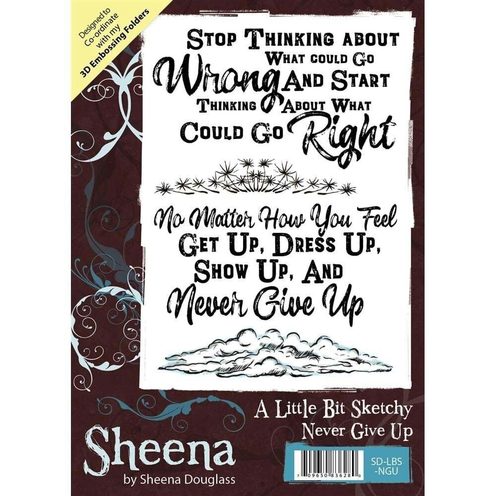 Sheena Douglass Little Bit Sketchy A6 Stamp Set - NEVER GIVE UP