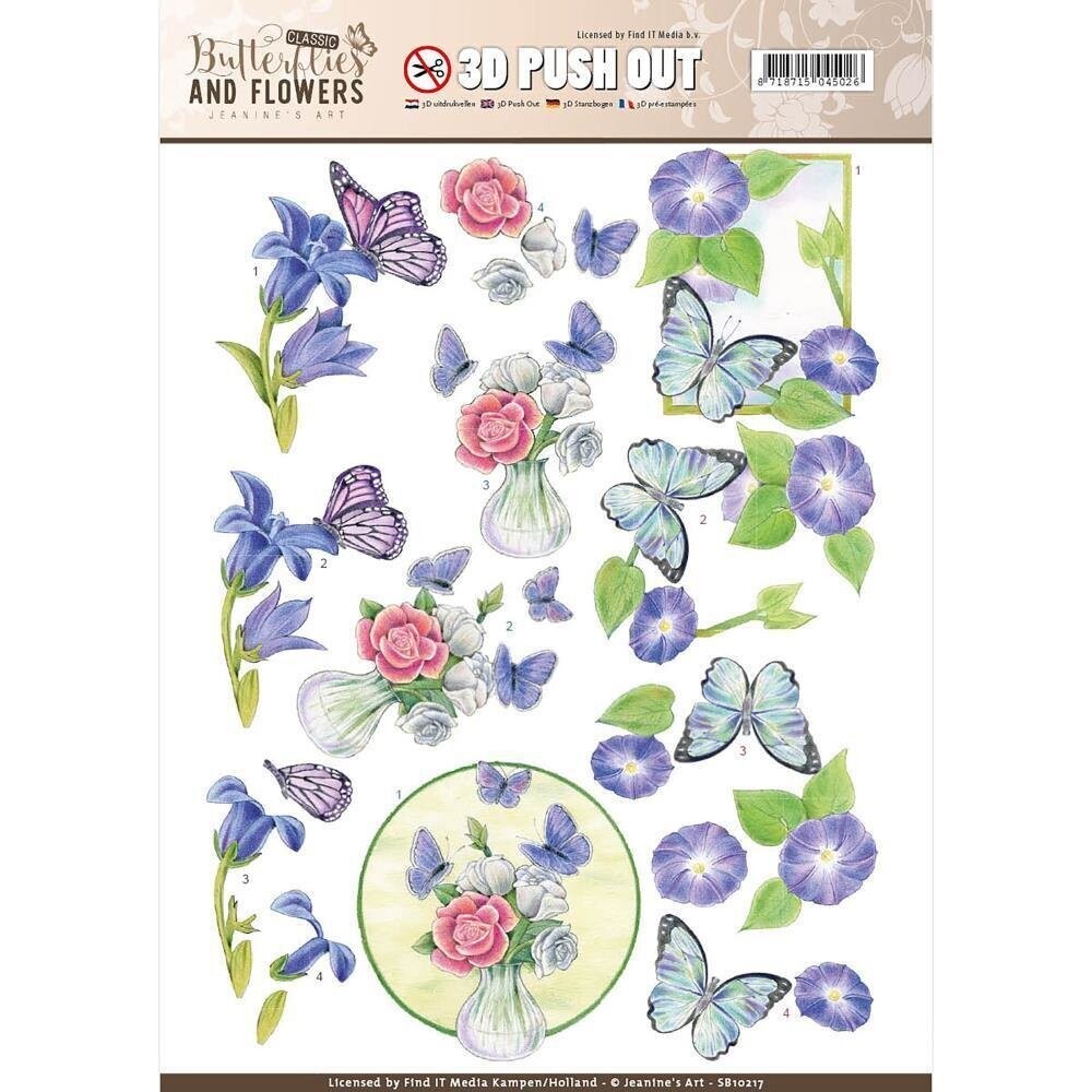 Jeanine&#39;s Art - Butterflies &amp; Flowers -3D PUSH OUT - BLUES