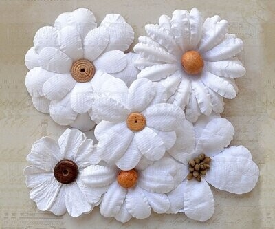 BEADED DAISIES WHITE by Italian Options (x 6 flowers)