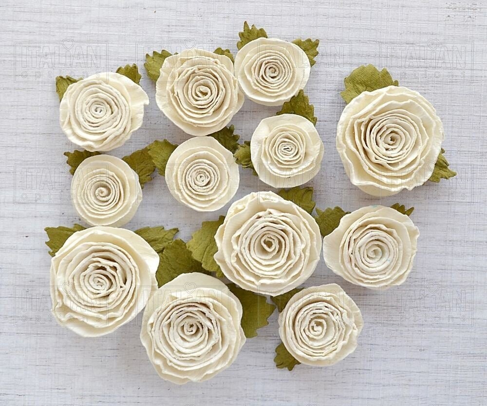 SPIRAL PAPER IVORY Flowers by Italian Options (x 12 flowers)