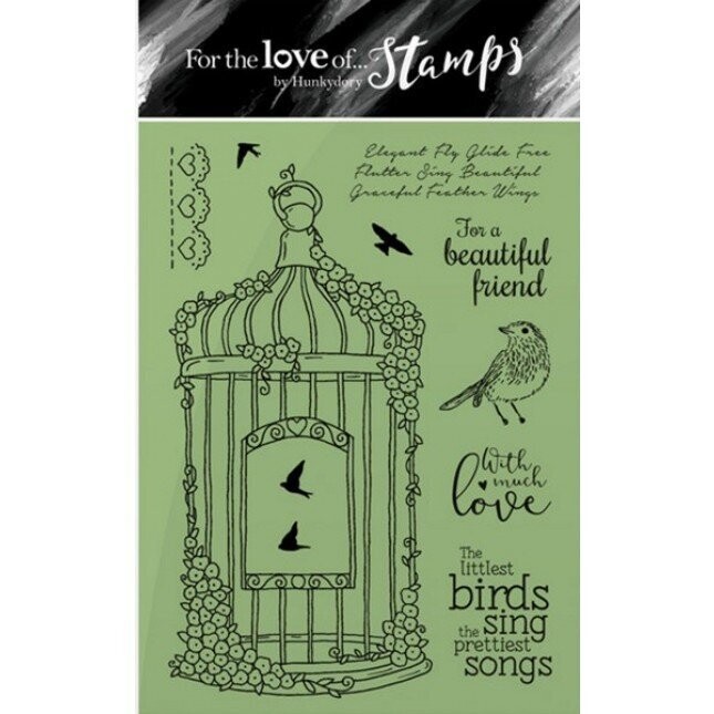 Hunkydory - &quot;For the Love of Stamps&quot; A6 Stamps - BLOSSOMING BIRDCAGE