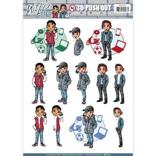 Yvonne Creations - WILD BOYS- Die-cut 3D Decoupage Sheet