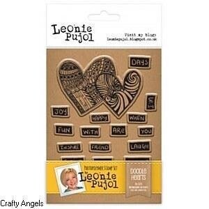 Leonie Pujol Typography A6 Photopolymer Stamp Set - DOODLE HEARTS
