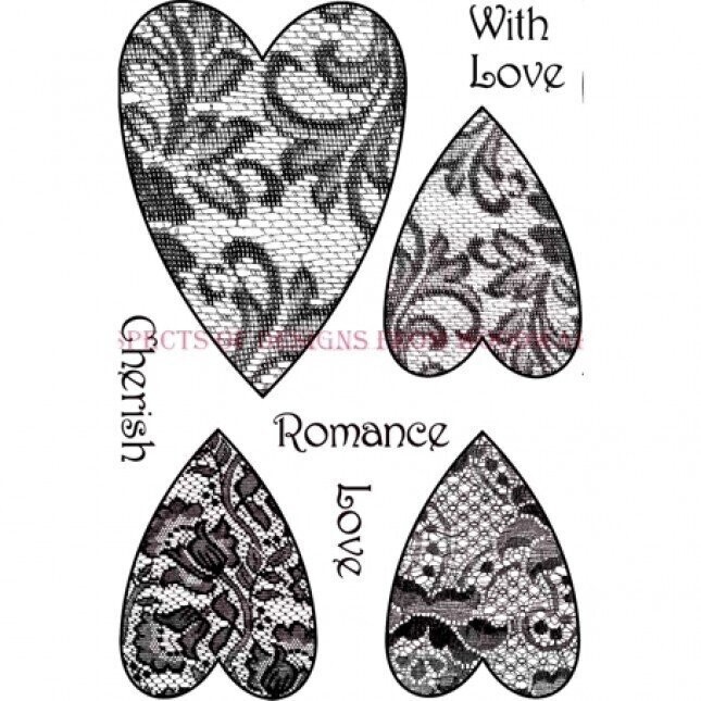 Woodware Clear Magic Singles -  LACE HEARTS