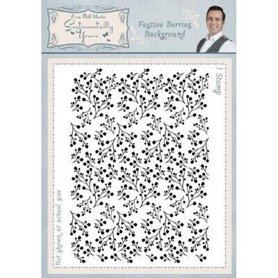 Sentimentally Yours - Festive Berries Rambling Branch Background by Phil Martin