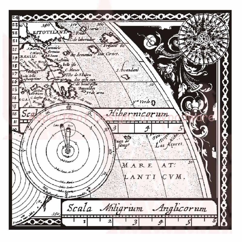 Woodware Crafts Acrylic Stamp Set - MAP &amp; COMPASS