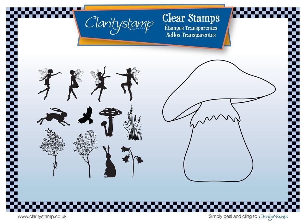 Clarity Stamp Unmounted Clear Stamp Set &amp; Mask - TOADSTOOL OUTLINE  **REDUCED**