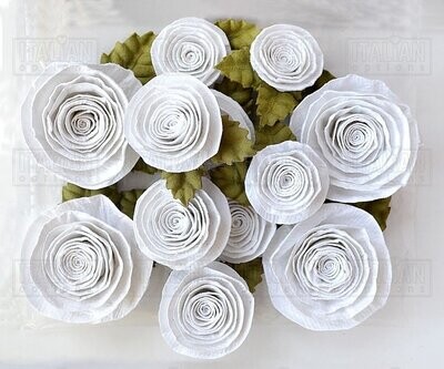 SPIRAL PAPER Flowers WHITE by Italian Options (x 12 flowers)