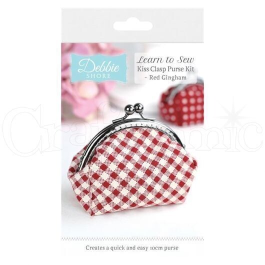 Debbie Shore - Learn to Sew - KISS CLASP PURSE Kit RED GINGHAM