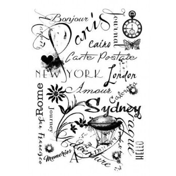 Woodware Clear Magic Stamp set - TRAVEL BACKGROUND
