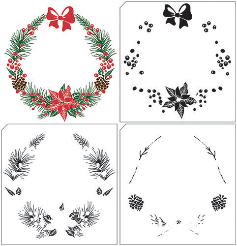 Nellie Snellen - Layering Acrylic Stamps - CHRISTMAS WREATH