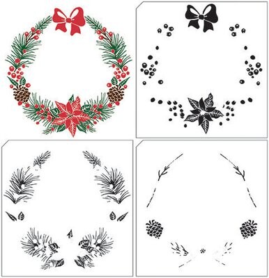 Nellie Snellen - Layering Acrylic Stamps - CHRISTMAS WREATH