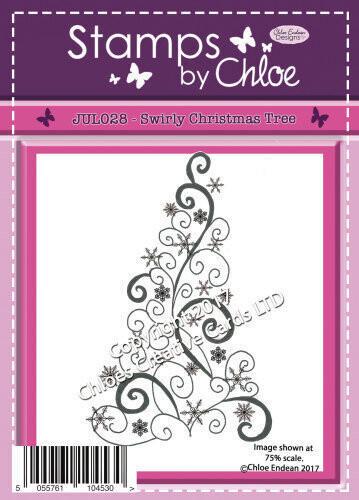 Stamps by Chloe  JUL028 SWIRLY CHRISTMAS TREE Photopolymer Stamp