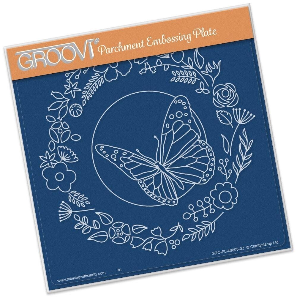 ClarityStamps Groovi - Plate A5 BUTTERFLY WREATH