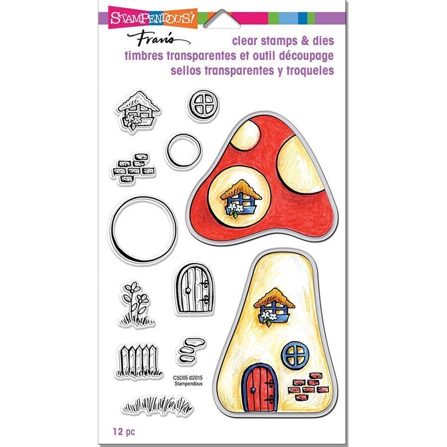 Stampendous Die Set &amp; Clear Magic Single Stamp - MUSHROOM HOME