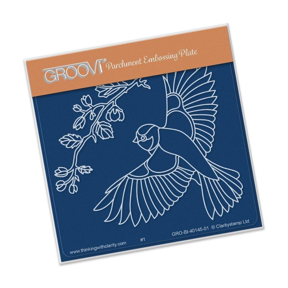 ClarityStamps Groovi - Baby Plate A6 LARGE BIRD W/BRANCH