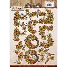 Yvonne Creations - Autumn Colours - Die-cut 3D Decoupage Sheet - SUNFLOWERS &amp; BIRDS
